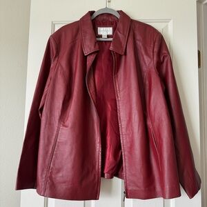 Vintage Women’s Red Leather Jacket Size 2XL Worthington Lambskin